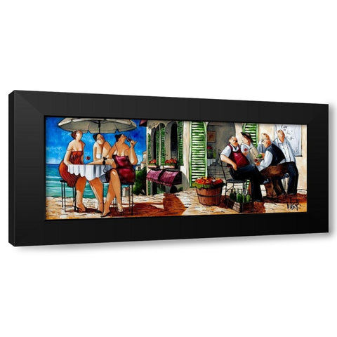 Terrace Lunch Black Modern Wood Framed Art Print by West, Ronald