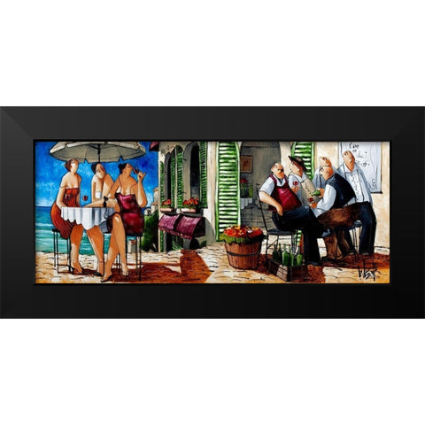 Terrace Lunch Black Modern Wood Framed Art Print by West, Ronald