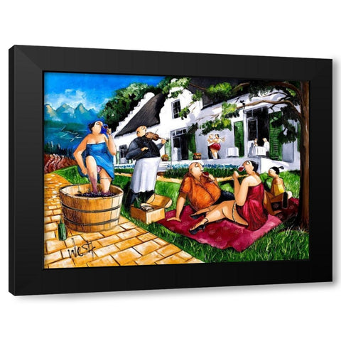 The Picnic Black Modern Wood Framed Art Print with Double Matting by West, Ronald