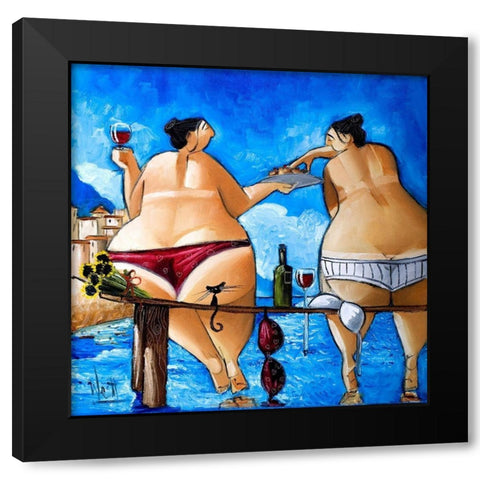 Wine and Cake Black Modern Wood Framed Art Print by West, Ronald