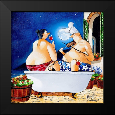 Moonlight Serenade Black Modern Wood Framed Art Print by West, Ronald