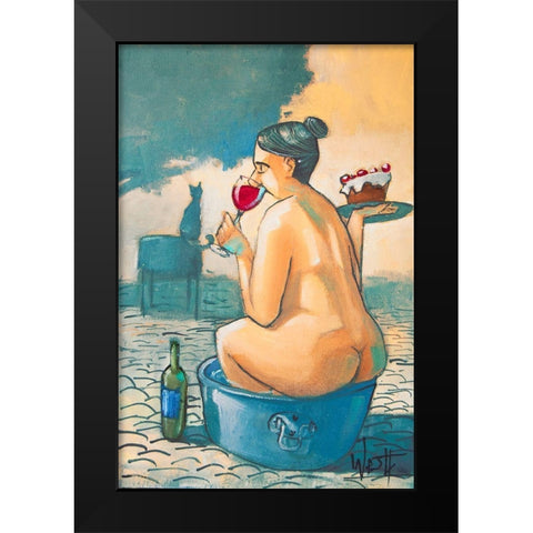 Wine and Cake in a Tub Black Modern Wood Framed Art Print by West, Ronald