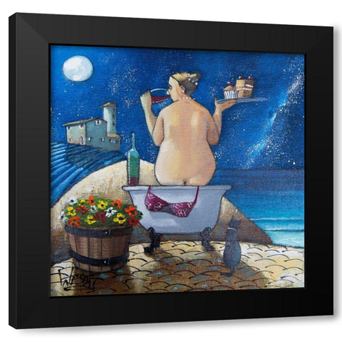 Bath II Black Modern Wood Framed Art Print with Double Matting by West, Ronald