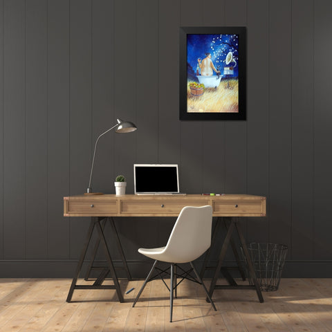 Starry Bath III Black Modern Wood Framed Art Print by West, Ronald