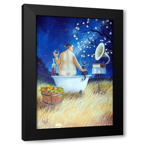 Starry Bath III Black Modern Wood Framed Art Print by West, Ronald