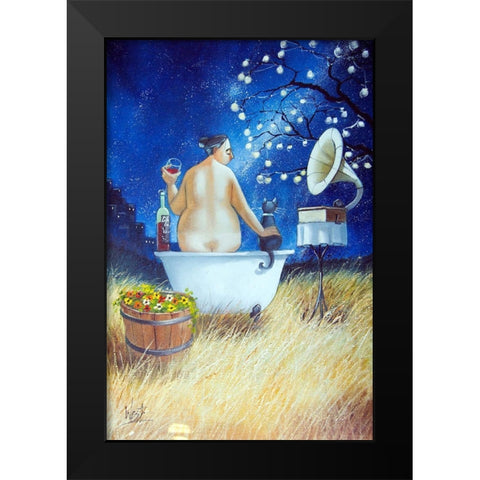 Starry Bath III Black Modern Wood Framed Art Print by West, Ronald