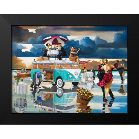 Cafe Nelia Black Modern Wood Framed Art Print by West, Ronald