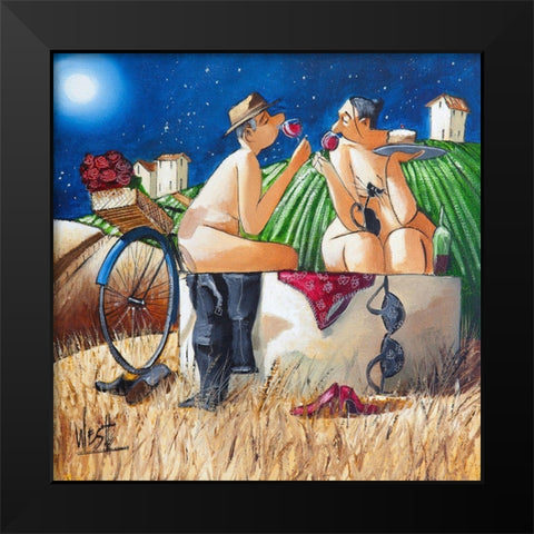 Late Night Bath I Black Modern Wood Framed Art Print by West, Ronald