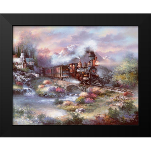 Spring Creek Express Black Modern Wood Framed Art Print by Lee, James