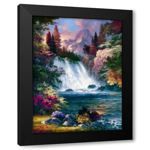 Sunrise Falls II Black Modern Wood Framed Art Print by Lee, James