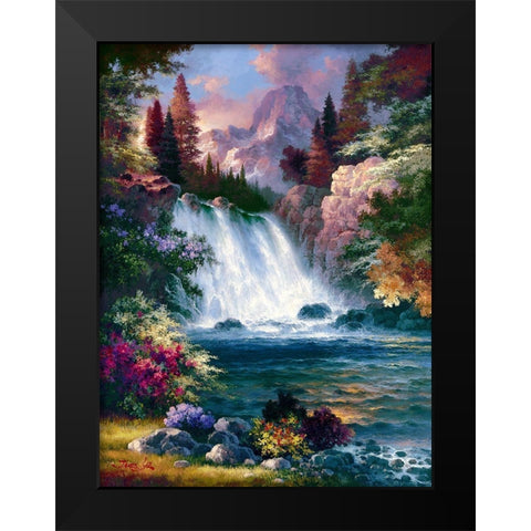 Sunrise Falls II Black Modern Wood Framed Art Print by Lee, James