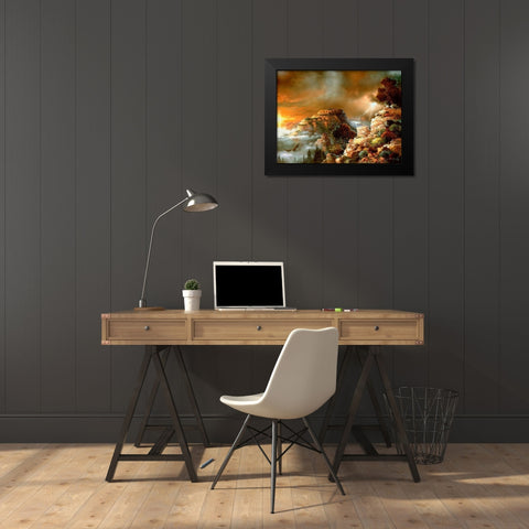 Eagle Storm Black Modern Wood Framed Art Print by Lee, James