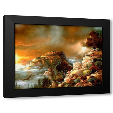 Eagle Storm Black Modern Wood Framed Art Print by Lee, James