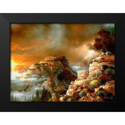 Eagle Storm Black Modern Wood Framed Art Print by Lee, James