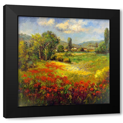 Country Village I Black Modern Wood Framed Art Print with Double Matting by Hulsey