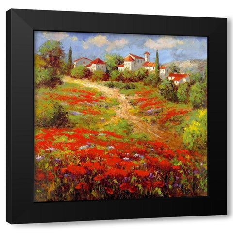 Country Village II Black Modern Wood Framed Art Print with Double Matting by Hulsey