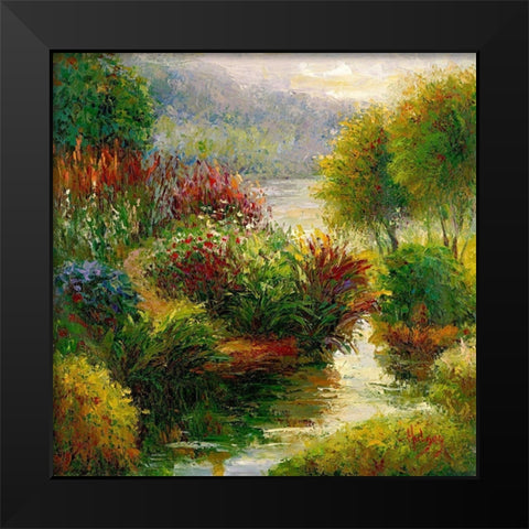Winding River Black Modern Wood Framed Art Print by Hulsey