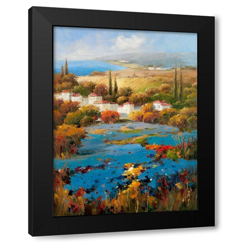 Villagio Blu Black Modern Wood Framed Art Print with Double Matting by Hulsey