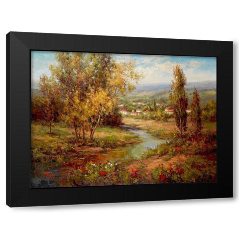 Villas On the River Black Modern Wood Framed Art Print with Double Matting by Hulsey