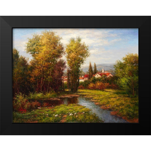 Wildflower Path Black Modern Wood Framed Art Print by Hulsey