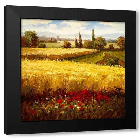 Wheat Fields and Roses Black Modern Wood Framed Art Print by Hulsey