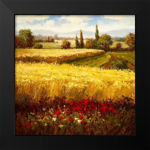 Wheat Fields and Roses Black Modern Wood Framed Art Print by Hulsey