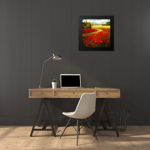 Wheat Fields and Poppies Black Modern Wood Framed Art Print by Hulsey