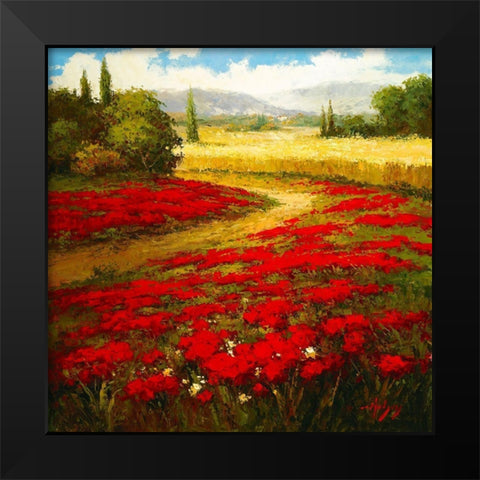 Wheat Fields and Poppies Black Modern Wood Framed Art Print by Hulsey