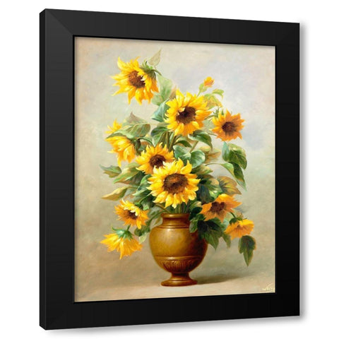 Sunflowers in Bronze II Black Modern Wood Framed Art Print by Welby