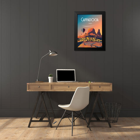 cappadocia turkey travel poster Black Modern Wood Framed Art Print by ARCTIC FRAME