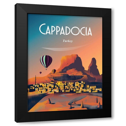 cappadocia turkey travel poster Black Modern Wood Framed Art Print with Double Matting by ARCTIC FRAME