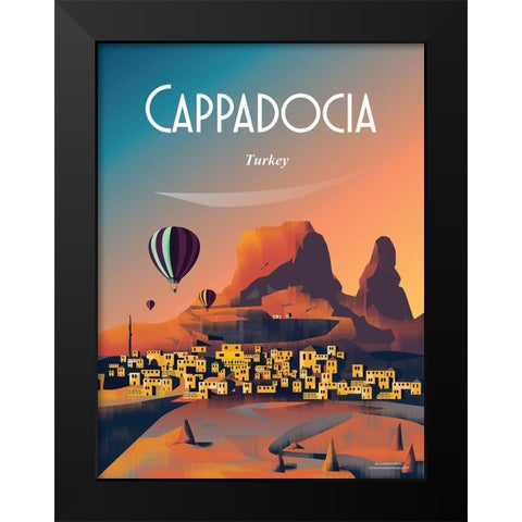 cappadocia turkey travel poster Black Modern Wood Framed Art Print by ARCTIC FRAME