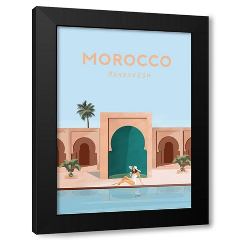 moroco travel poster Black Modern Wood Framed Art Print with Double Matting by ARCTIC FRAME