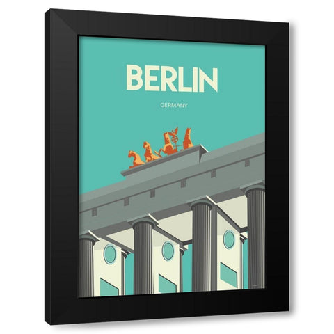 Berlin travel poster Black Modern Wood Framed Art Print by ARCTIC FRAME