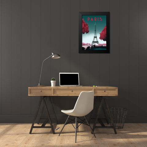 paris travel poster Black Modern Wood Framed Art Print by ARCTIC FRAME