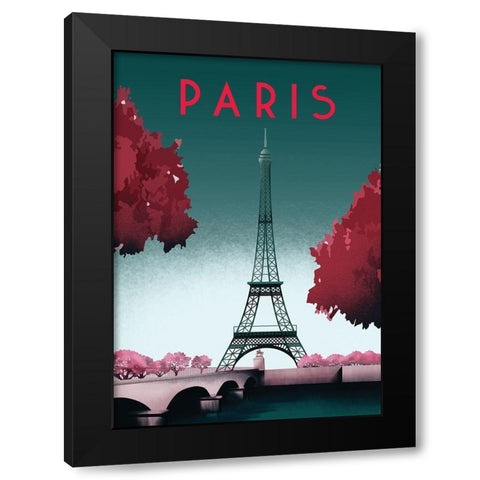 paris travel poster Black Modern Wood Framed Art Print by ARCTIC FRAME