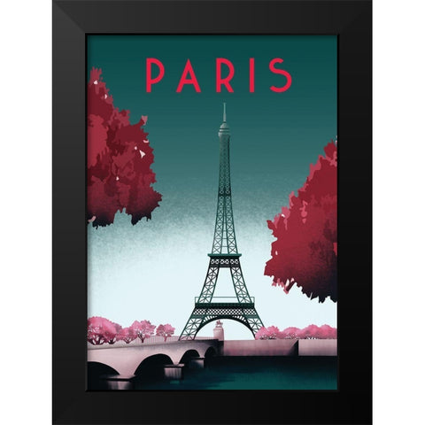 paris travel poster Black Modern Wood Framed Art Print by ARCTIC FRAME