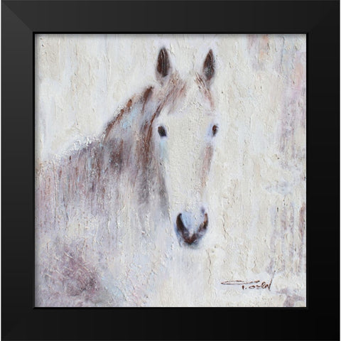 White Bay horse Black Modern Wood Framed Art Print by Orlov, Irena