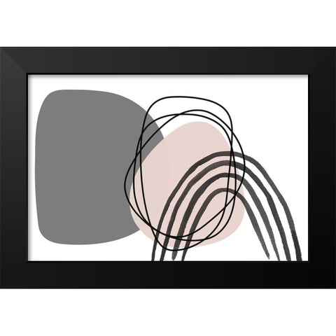 Minimalist Pink Gray Palette Black Modern Wood Framed Art Print by Orlov, Irena