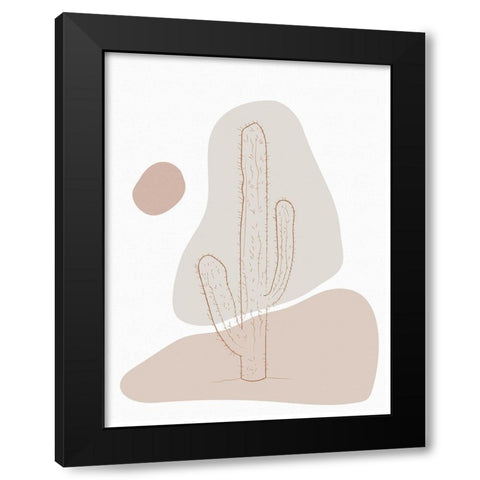Abstract Minimal Cactus Black Modern Wood Framed Art Print with Double Matting by Balbuena, Sabrina