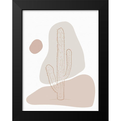 Abstract Minimal Cactus Black Modern Wood Framed Art Print by Balbuena, Sabrina