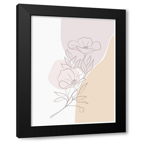 Abstract Minimal Magnolia Black Modern Wood Framed Art Print with Double Matting by Balbuena, Sabrina