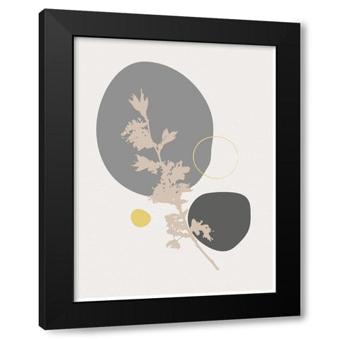 Abstract Minimal Flourish Branch Black Modern Wood Framed Art Print with Double Matting by Balbuena, Sabrina