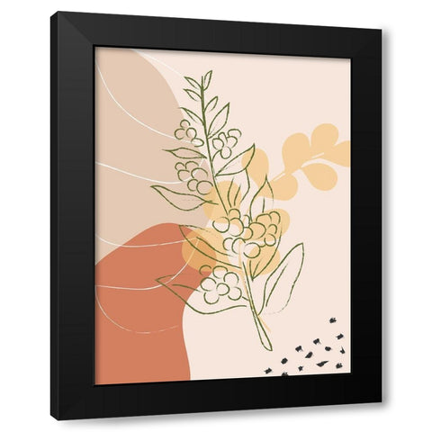 Coffee Branch Abstract Shapes Black Modern Wood Framed Art Print by Balbuena, Sabrina