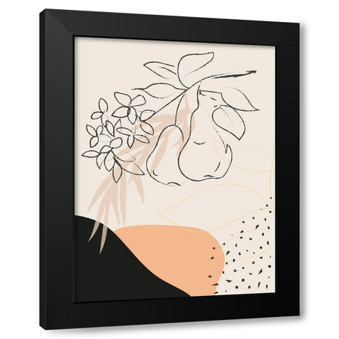 Pear Branch Abstract Shapes Black Modern Wood Framed Art Print by Balbuena, Sabrina