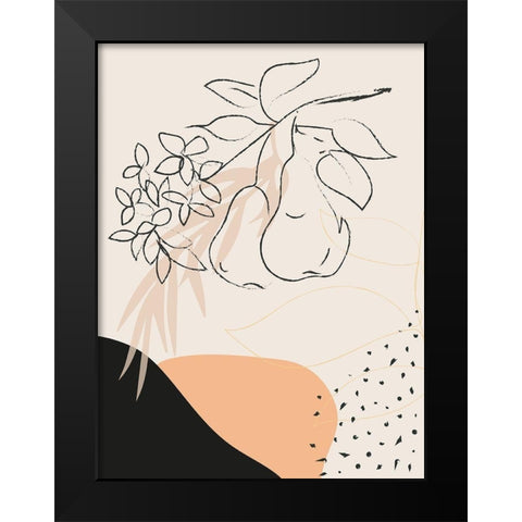 Pear Branch Abstract Shapes Black Modern Wood Framed Art Print by Balbuena, Sabrina