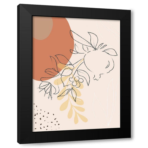 Tropical Fruit Branch Abstract Shapes Black Modern Wood Framed Art Print by Balbuena, Sabrina