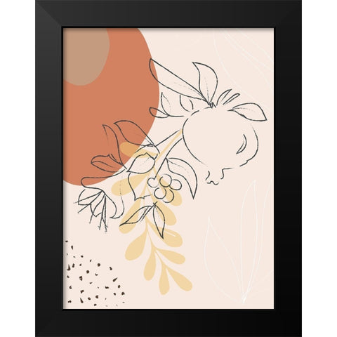 Tropical Fruit Branch Abstract Shapes Black Modern Wood Framed Art Print by Balbuena, Sabrina