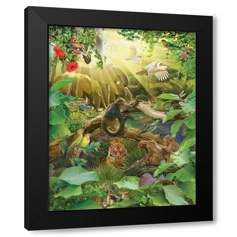 Jungle Mix I Black Modern Wood Framed Art Print with Double Matting by Hunziker, Steve
