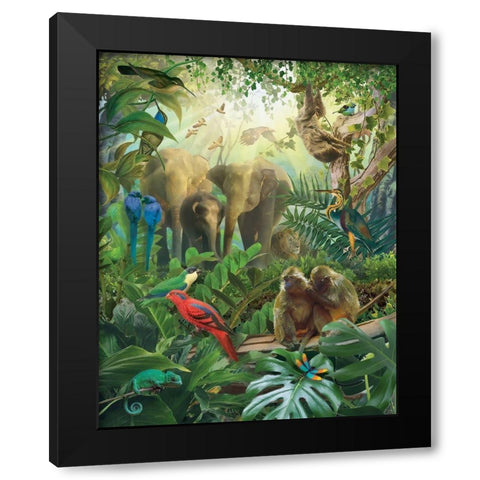 Jungle Mix II Black Modern Wood Framed Art Print with Double Matting by Hunziker, Steve